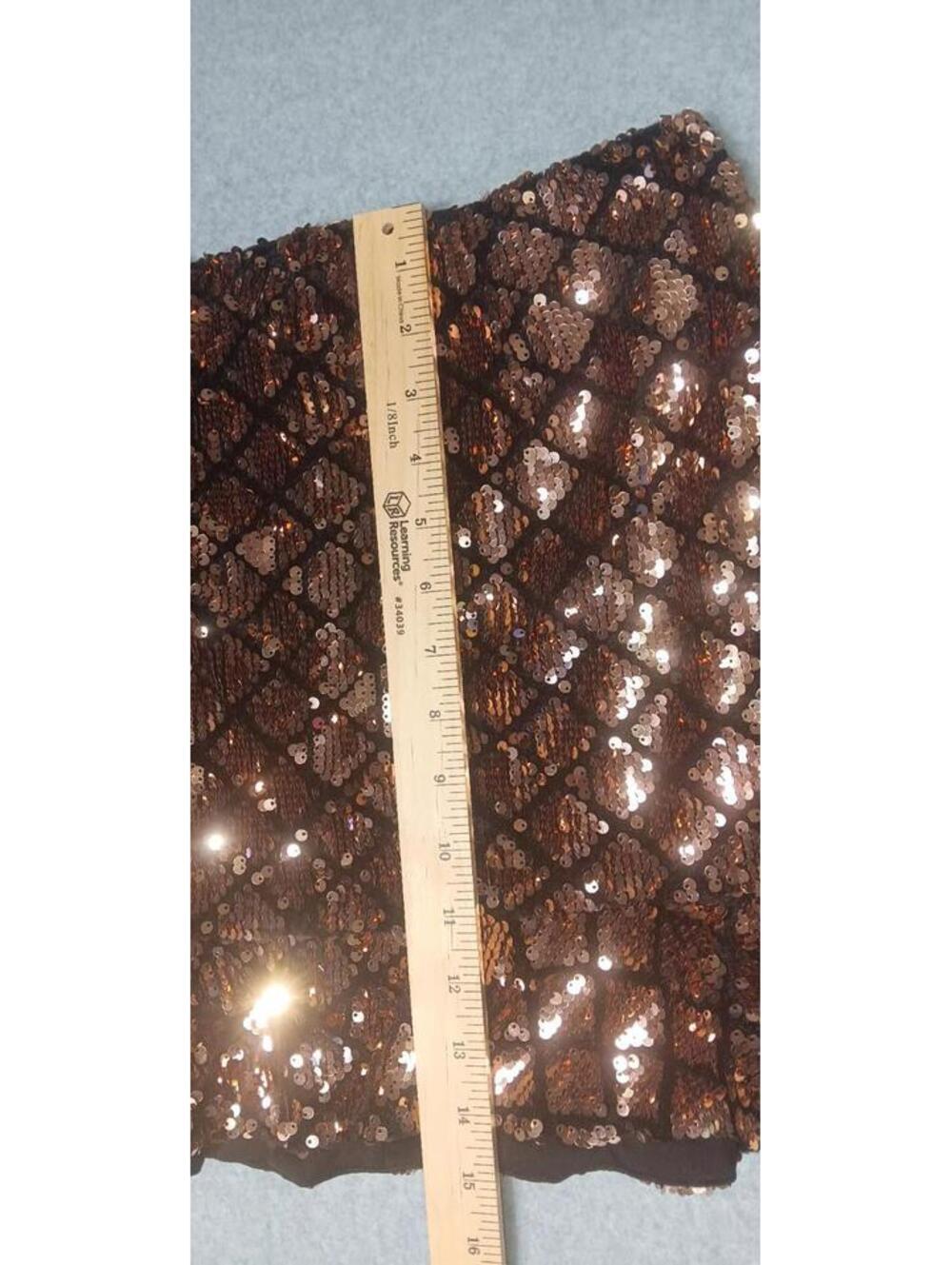 Forever 21 Sequin Mermaid Ruffled Mini Skirt Womens Size Medium Gold Diamond... - Picture 4 of 11
